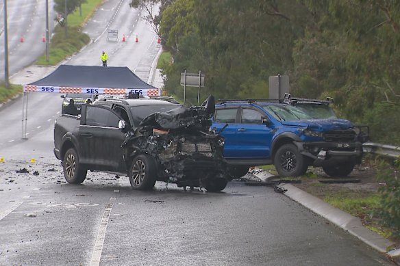 The crash scene on Saturday morning. 