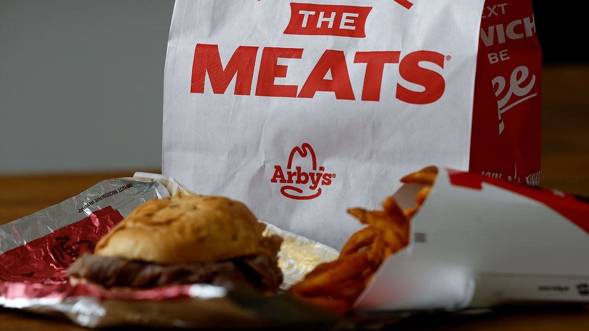 An Arby's meal displayed on a white surface.
