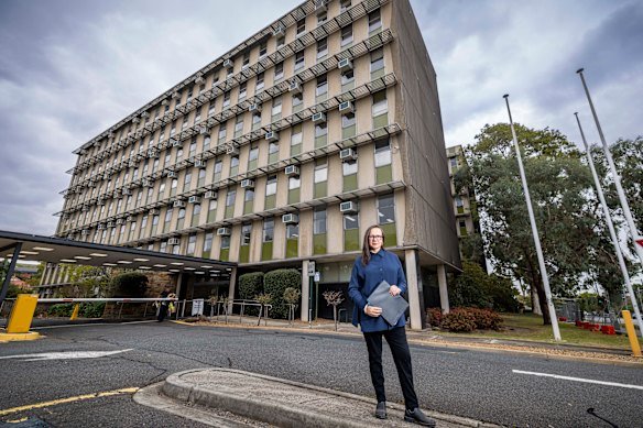 Former housing minister Harriet Shing outside the old VicRoads site in 2025.