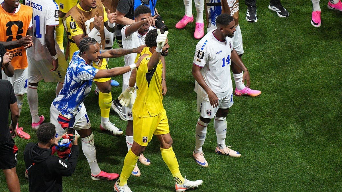 Cape Verde goalkeeper Vozinha celebrates during a soccer match in Atlanta