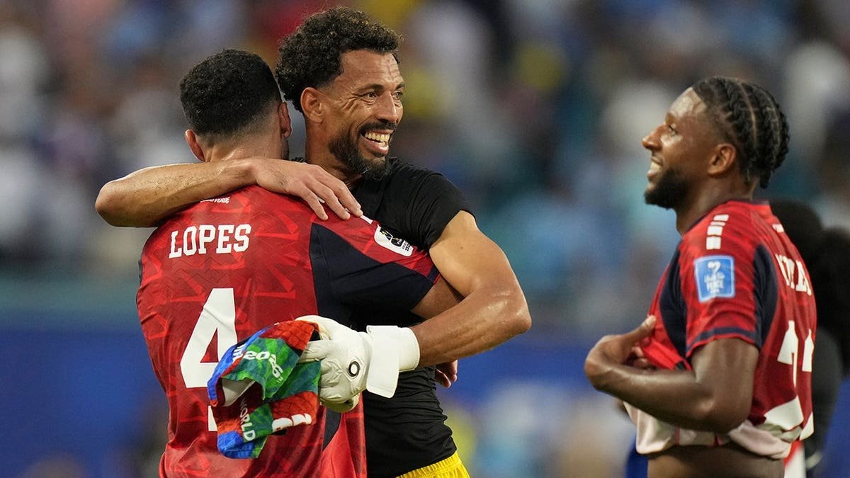 Cape Verde goalkeeper Vozinha reacting on the field during a World Cup match in Miami Gardens, Fla.