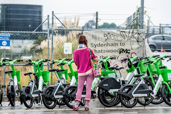 Share bikes near Sydenham train station.