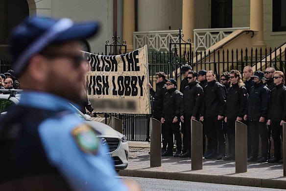 Neo-Nazis rallying outside NSW Parliament in November.