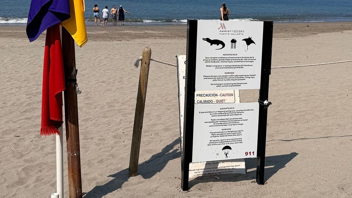 Sign on beach in Mexico
