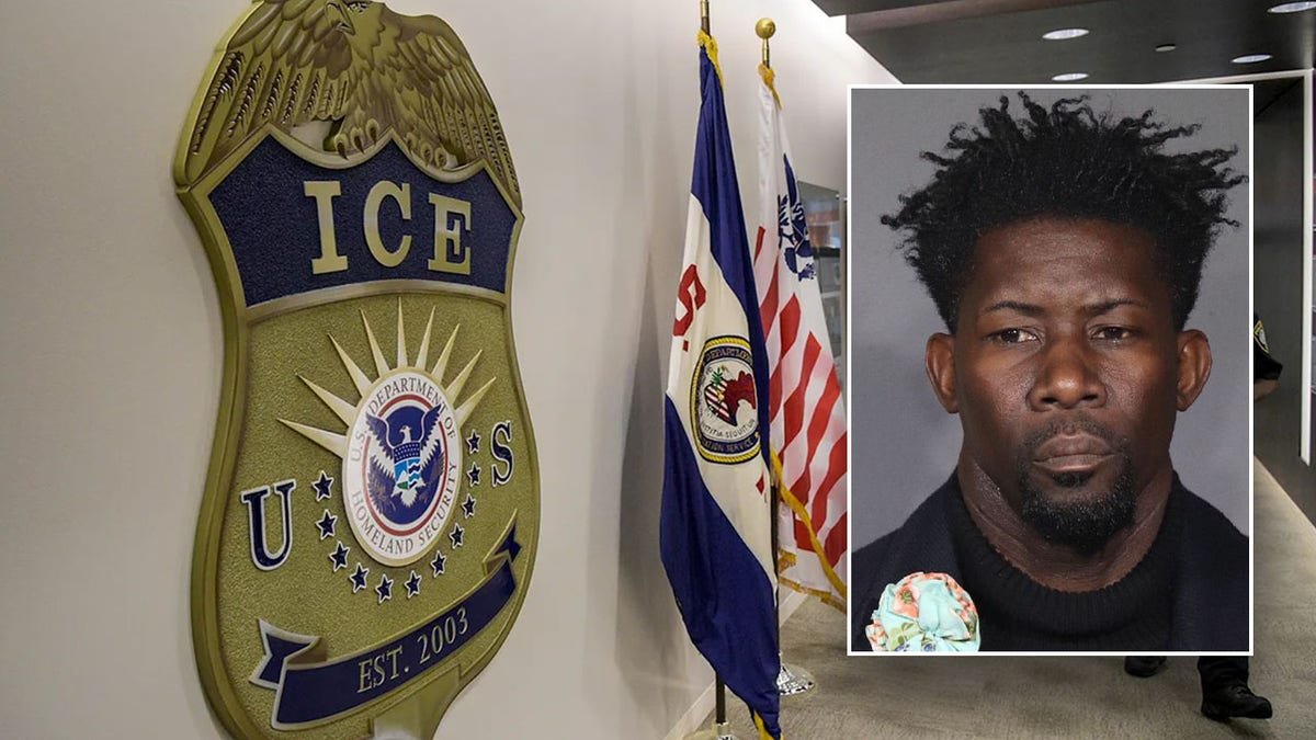 Ian Roberts mugshot with ICE badge