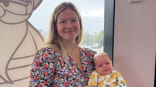 Leah Stewart, pictured with her daughter, was attacked by a great white shark at Coogee.