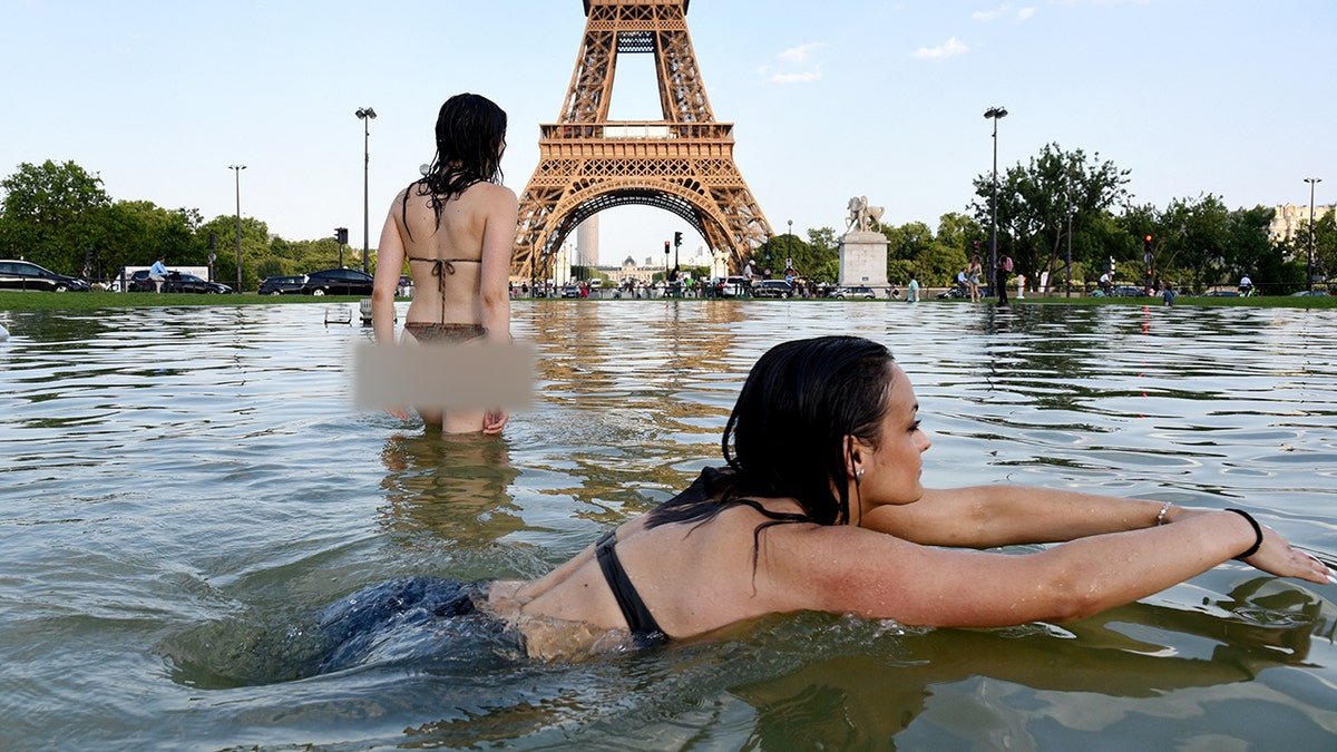 As temperatures climbed to record highs, locals and tourists have been wading in forbidden fountains.