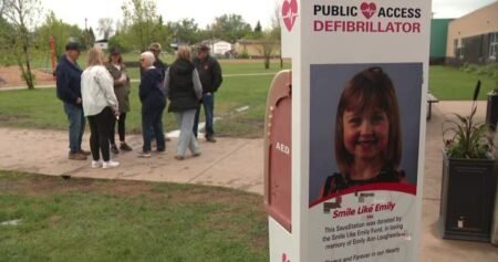 Parents of girl killed by cardiac arrest get defibrillator installed in rural Alberta town