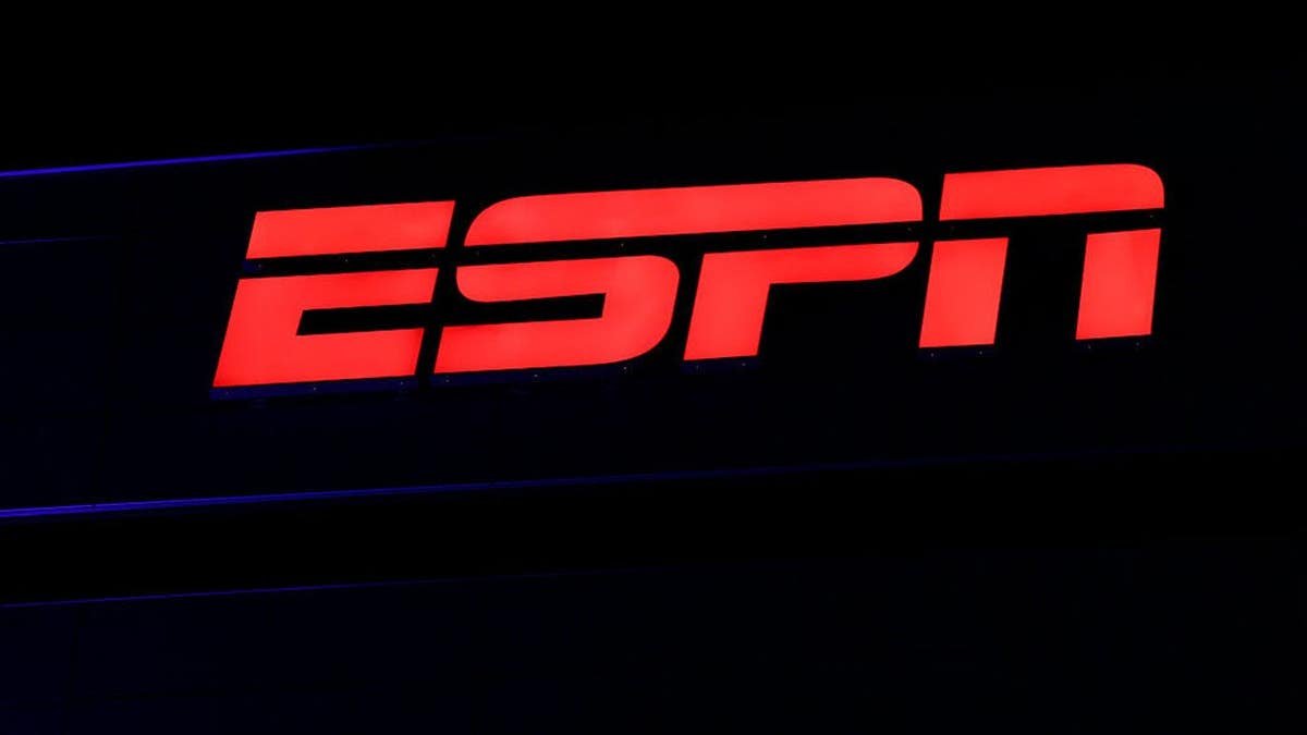 The ESPN logo displayed at the top of a building in L.A. Live Los Angeles