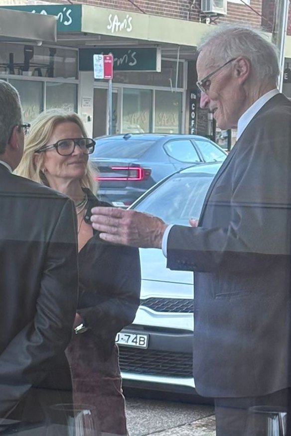Dyson Heydon and Janet Albrechtsen spotted outside Table Manners in Bronte in late May 2026.