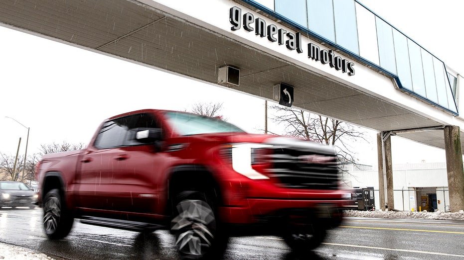 A truck leaves a General Motors assembly plant