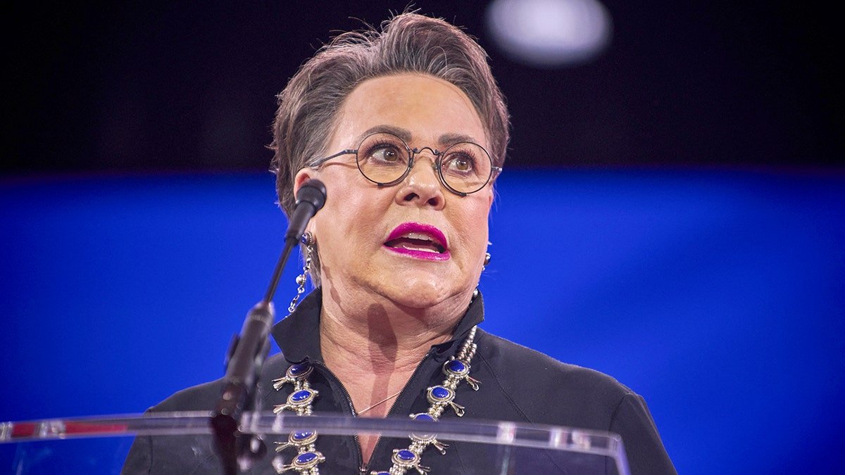 Rep. Harriet Hageman speaking at the CPAC conference at Gaylord National Resort in Oxon Hill, Maryland