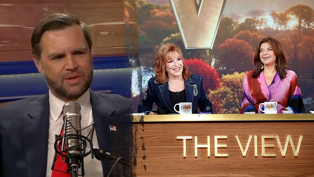 JD Vance, Joy Behar and Ana Navarro appearing in a split-screen layout.