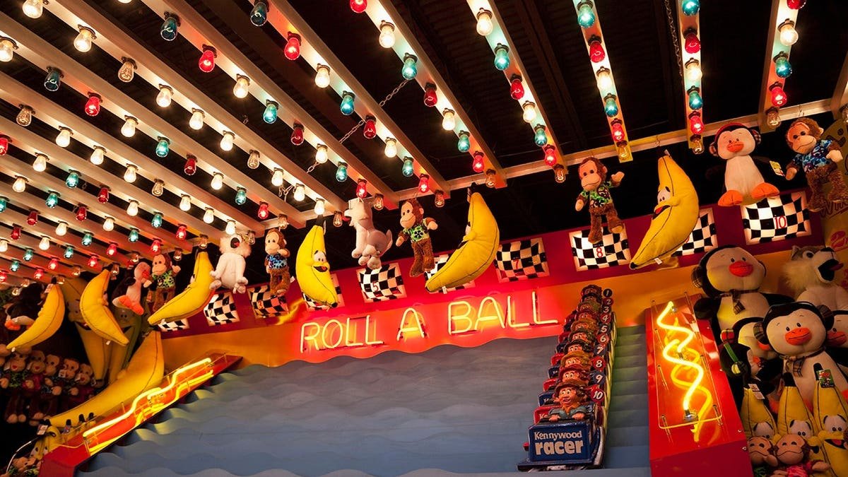 Roll A Ball game booth at Kennywood amusement park in Pittsburgh Pennsylvania