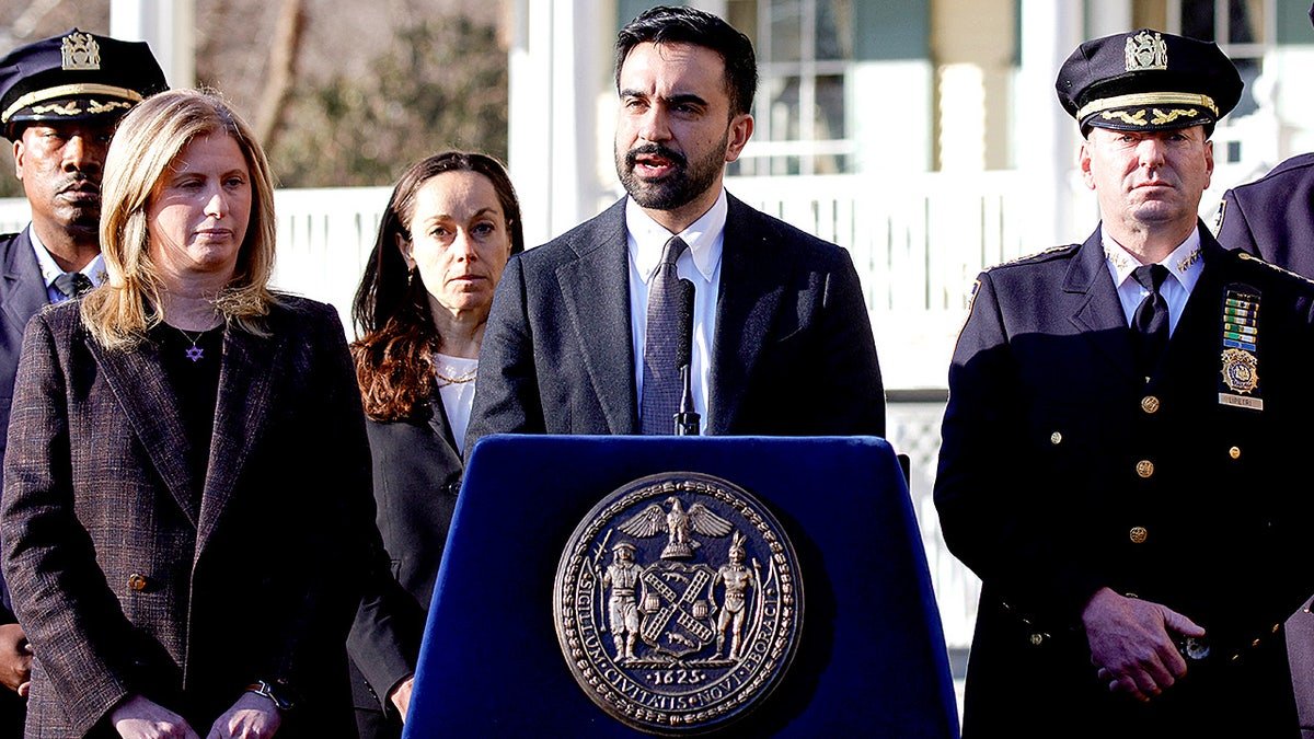 New York City Mayor Zohran Mamdani and Police Commissioner Jessica Tisch speaking at a news conference