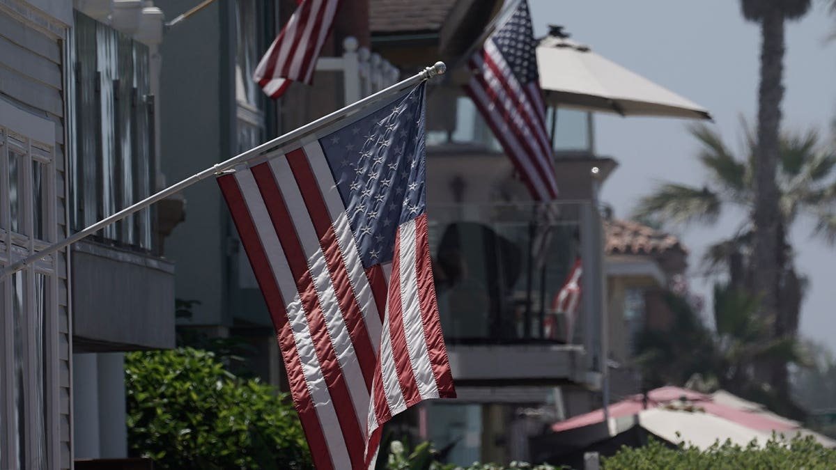 american flags outside homes