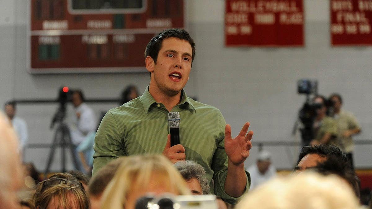 President Barack Obama speaking during a town hall meeting with Zach Lahn at Central High School