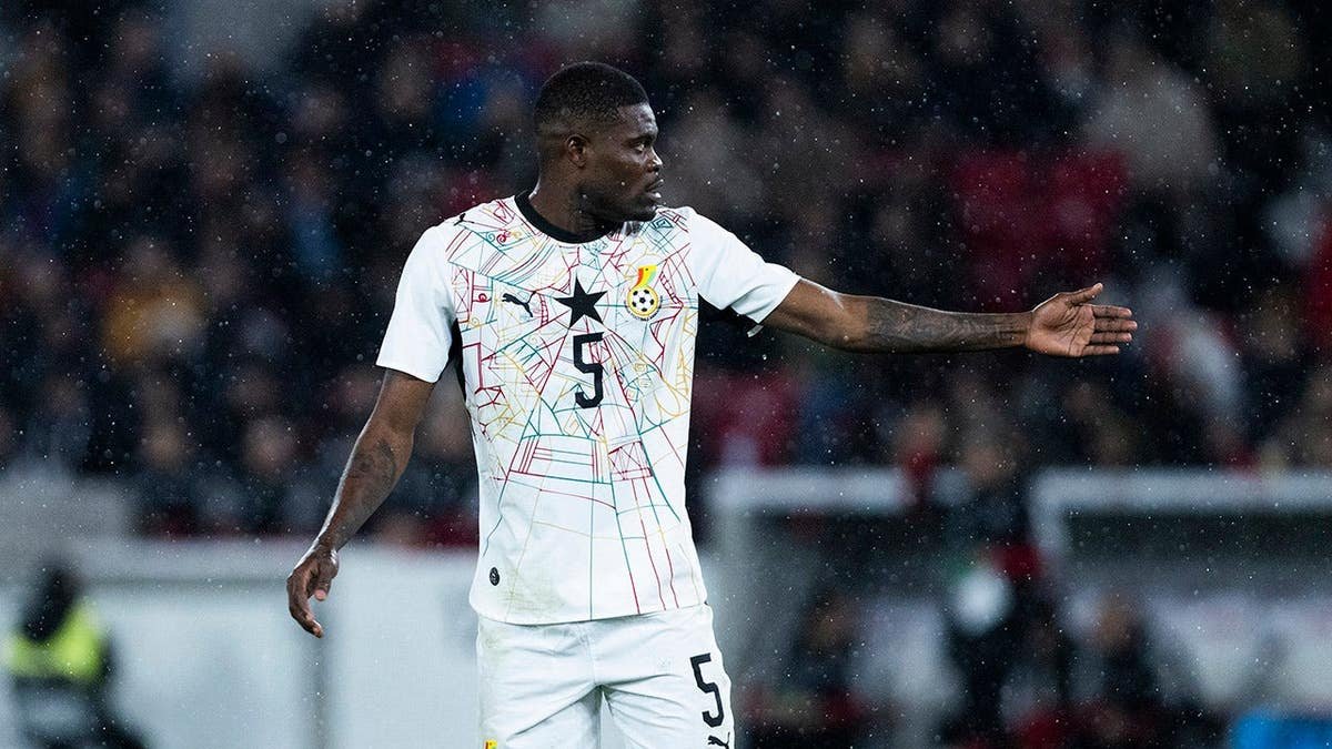Thomas Partey reacting during an international friendly match at MHP Arena in Stuttgart