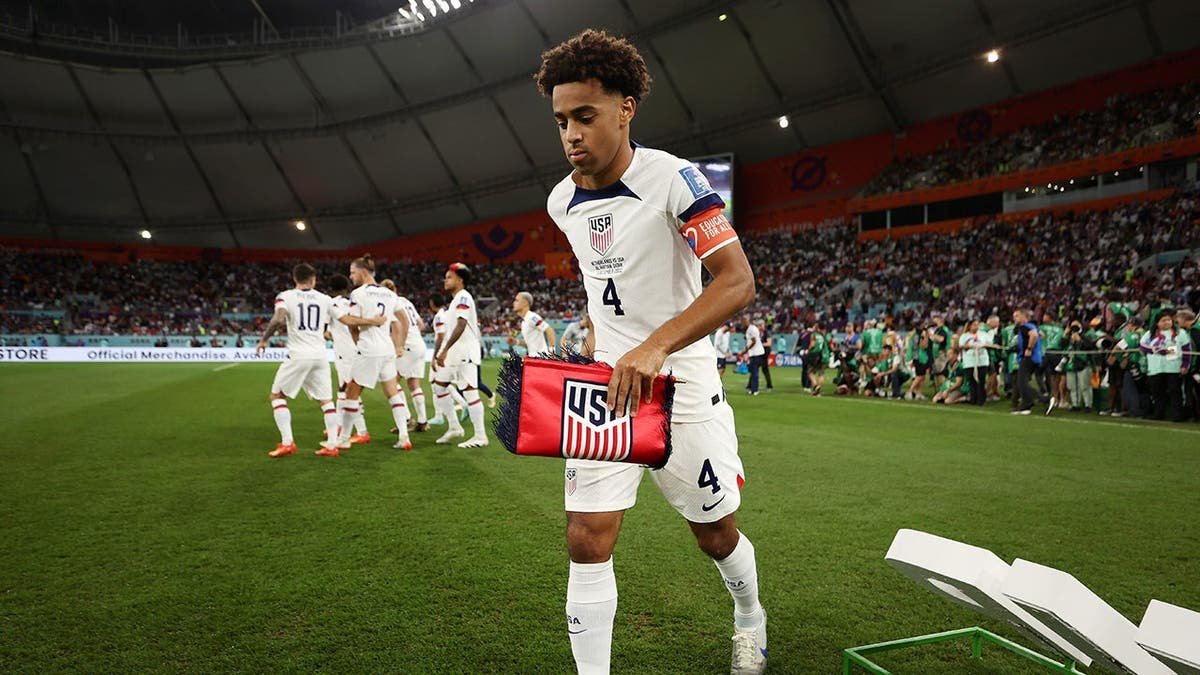 Tyler Adams of United States looking on at Khalifa International Stadium in Doha