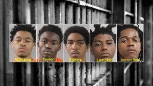 Five charged after jumping out of pickup truck to allegedly rob a man at gunpoint — for  vape pen: police