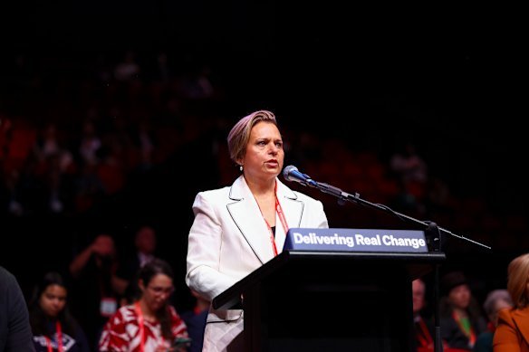 Attorney-General Michelle Rowland speaks at Labor’s national conference.