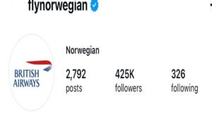Norwegian adopts British Airways logo after 2-1 loss to England
