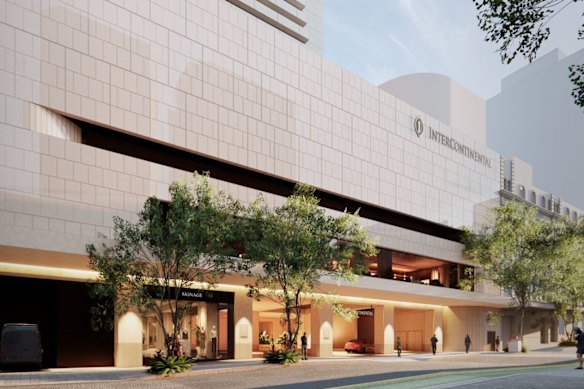The proposed new exterior of the InterContinental Hotel on Elizabeth Street.
