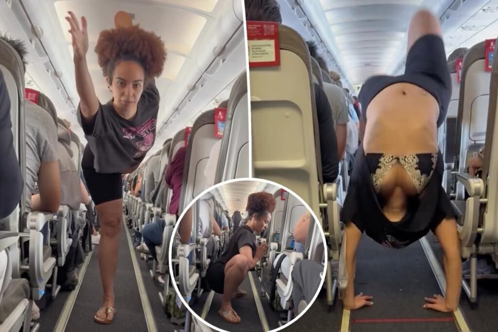 Fitness influencer performs complex yoga in crowded plane — and passengers are not impressed: ‘Main character syndrome’ Fitness influencer performs complex yoga in crowded plane — and passengers are not impressed: ‘Main character syndrome’