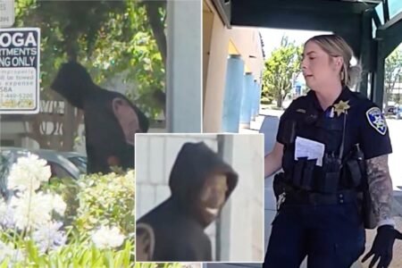 Smiling sicko caught on camera exposing himself to kids outside California library