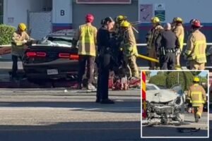 Horrific four-car crash kills one, leaves multiple injured in Los Angeles Horrific four-car crash kills one, leaves multiple injured in Los Angeles