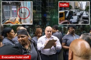 Massive ‘frozen zone’ around buckling NYC building leaves throngs out on the street — with no idea when they can return Massive ‘frozen zone’ around buckling NYC building leaves throngs out on the street — with no idea when they can return