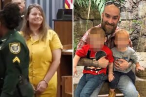 Mom who murdered her ex while he picked up their kids from daycare smiles as gets huge sentence Mom who murdered her ex while he picked up their kids from daycare smiles as gets huge sentence