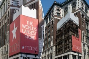 Iconic Herald Square Macy’s sign just came down for the first time in 60 years — laying historic building bare