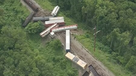 Shelter-in-place order lifted after freight train derailment sparks hazmat concerns in Pennsylvania Shelter-in-place order lifted after freight train derailment sparks hazmat concerns in Pennsylvania
