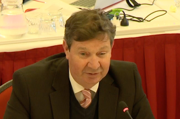 Sosso appearing before a budget estimates hearing last July.