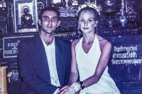 Robert and Virginia on their wedding day, 10 days after they met in Thailand, in 2002.