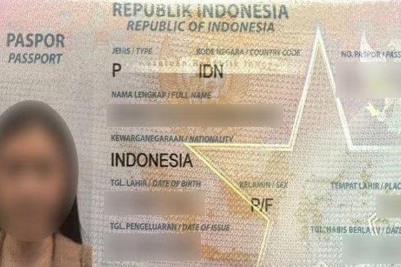 A passport of Surya Subekti’s victim that was seized by police.