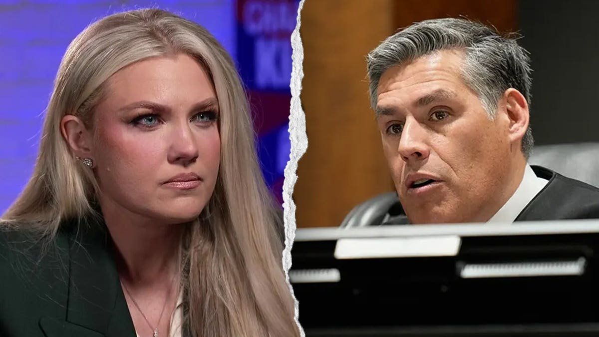 Side-by-side image shows Charlie Kirk's widow, Erika Kirk, alongside Fourth District Court Judge Tony Graf during proceedings in Provo, Utah