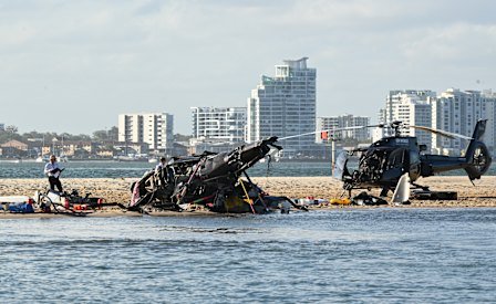 The Sea World helicopters in the aftermath of the crash.