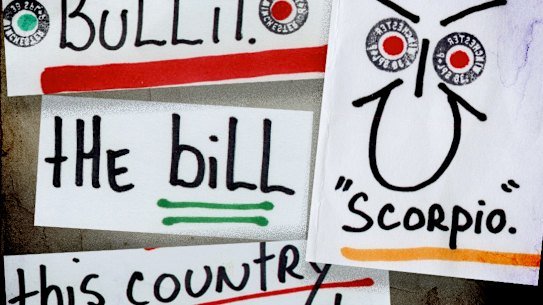 Published excerpts from some of the over 100 letters sent by the figure known as ‘Scorpio’ or ‘Bullit’. 