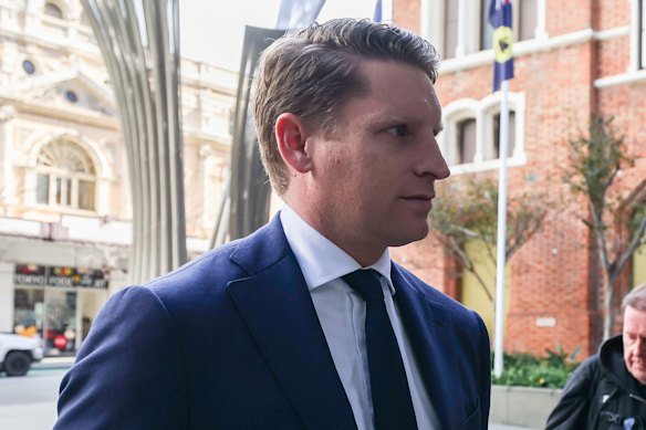 Andrew Hastie arrives at court on Monday.