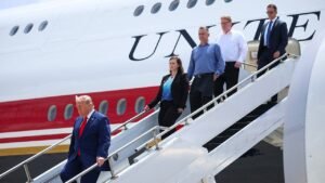 Trump pays emotional tribute to fallen Army Lt Tyler Feehan after flying grieving family on Air Force One