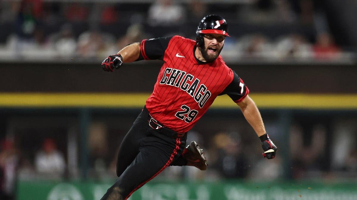 Tristan Peters runs to third base at Rate Field.