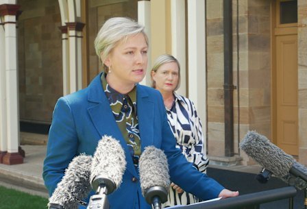 Child Safety Minister Amanda Camm along with her DG Belinda Drew.