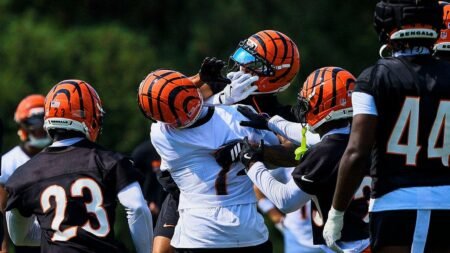 Ja’Marr Chase throws helmet as fight breaks out on first day of Bengals training camp