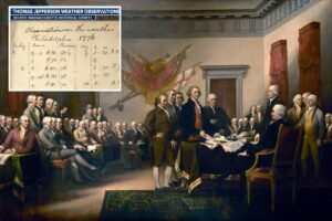 What were temps on 4th of July, 1776 during signing of Declaration of Independence?
