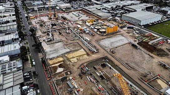 The Suburban Rail Loop construction site in Notting Hill on Thursday.