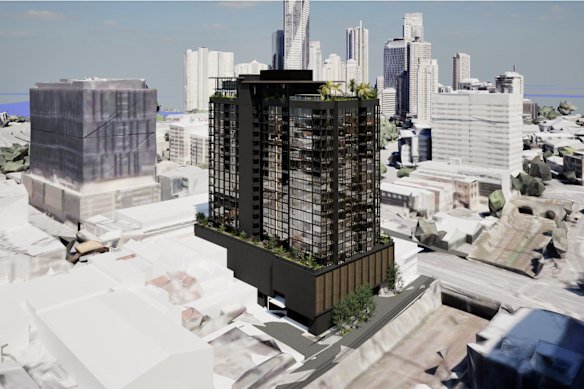 An artist impression of the new tower planned at 186 Wickham Street in Fortitude Valley.