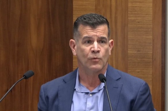 Grant Galvin gives evidence at the inquiry on Tuesday. 