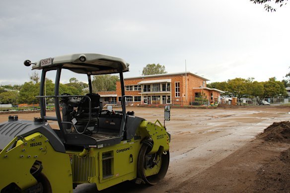 The bowling greens at Grange Bowls Club have been torn up for the $2.5 million revamp. 